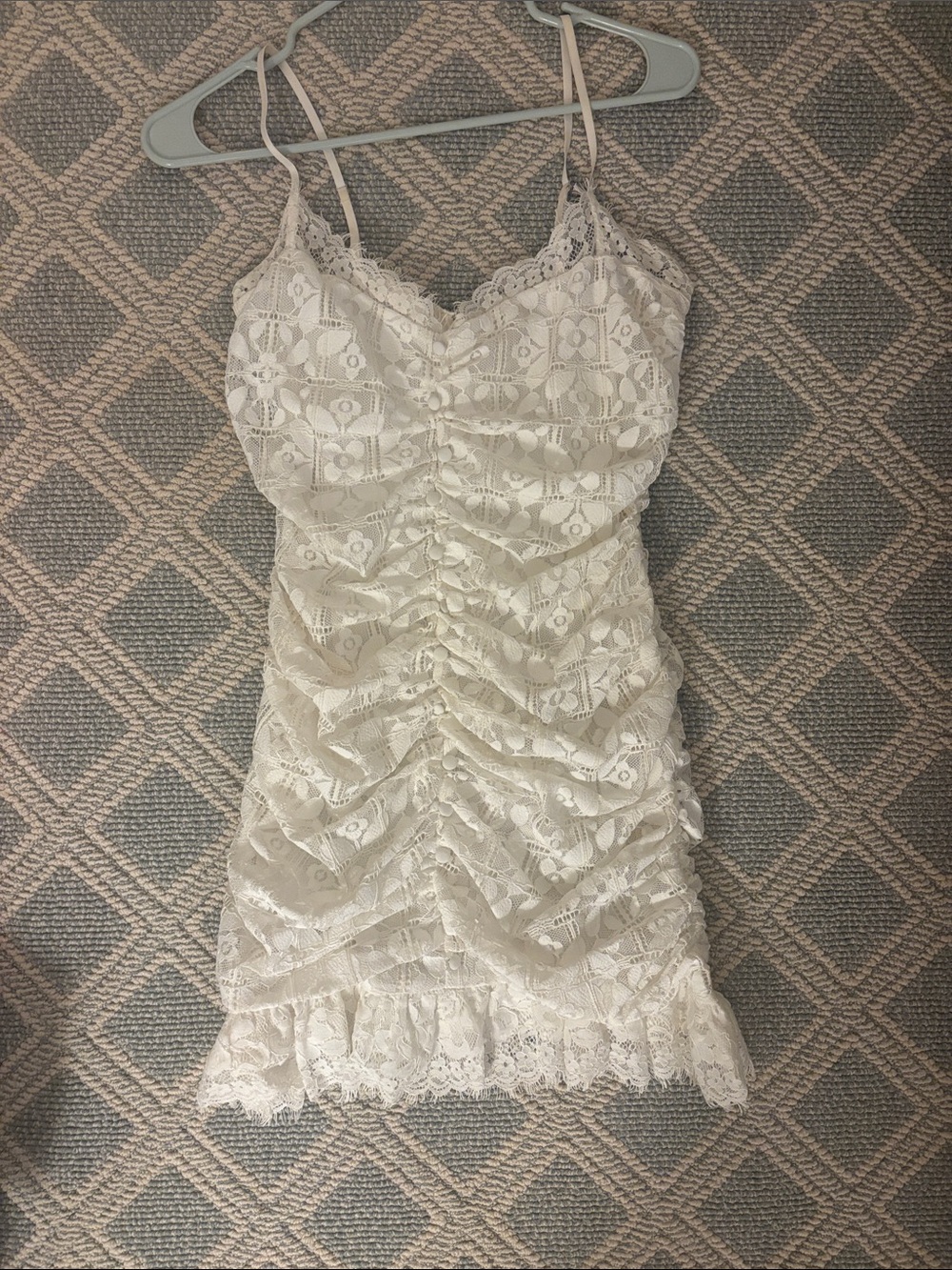 For Love & Lemons Lace RuchedDress - White